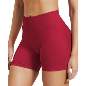 Voyjoy Women Medium Red High Scrunch Butt Workout Athletic Booty Biker Shorts